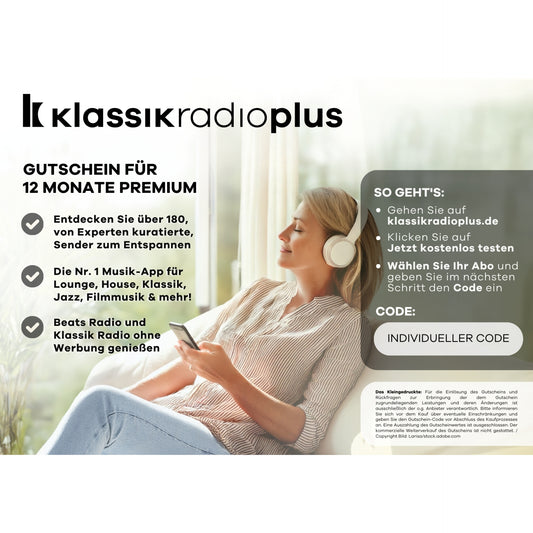 Klassik Radio Plus - Digital-Gutscheine für Premium