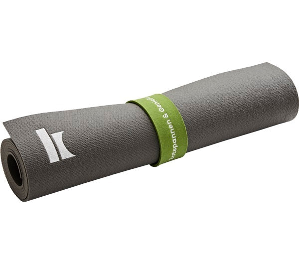 Klassik Radio Yogamatte, grau, eingerollt mit Verschluss