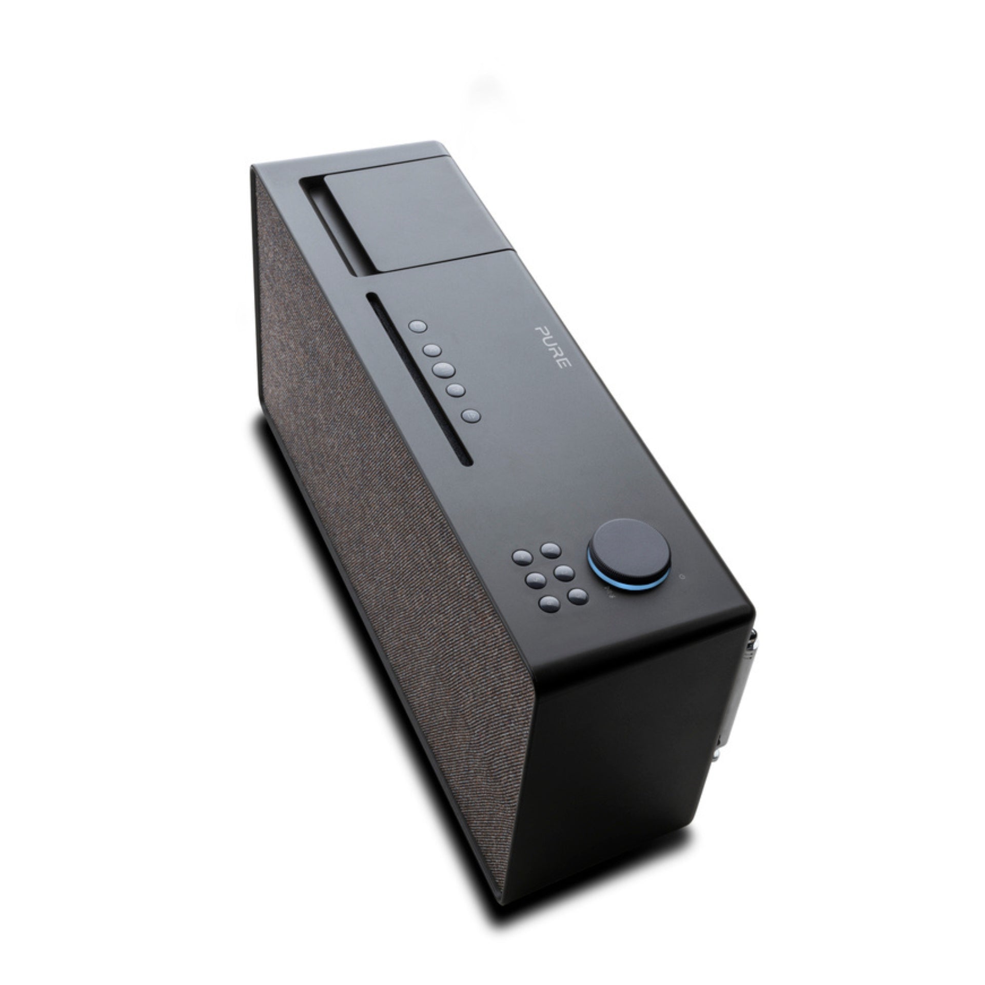 Pure Home, schwarz, Ansicht von oben mit geschlossenem Display