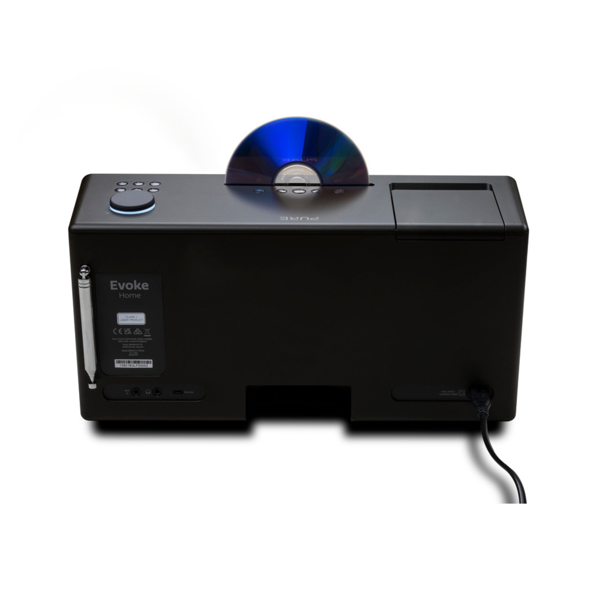 Pure Home, schwarz, Rückseite mit CD Player oben