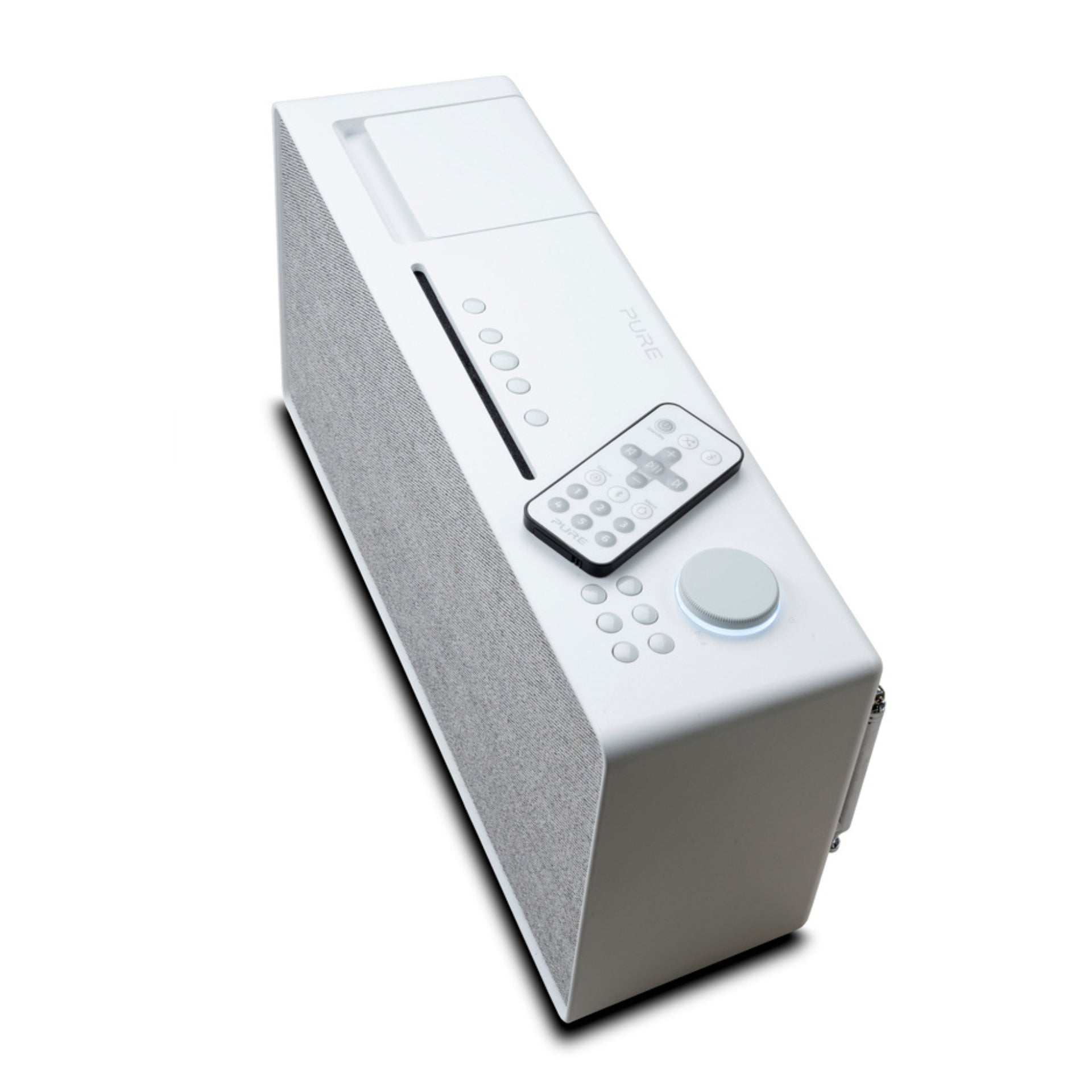 PURE Evoke Home, weiß, Ansicht von oben, mit eingeklappten Display