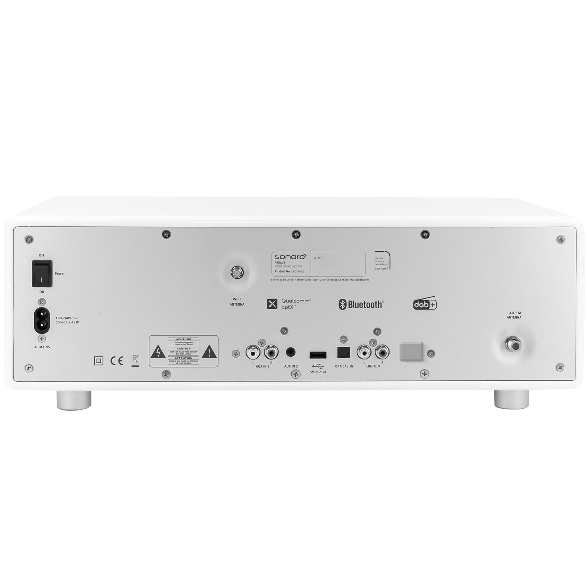 sonoro PRIMUS, weiss-silber, Rückseite