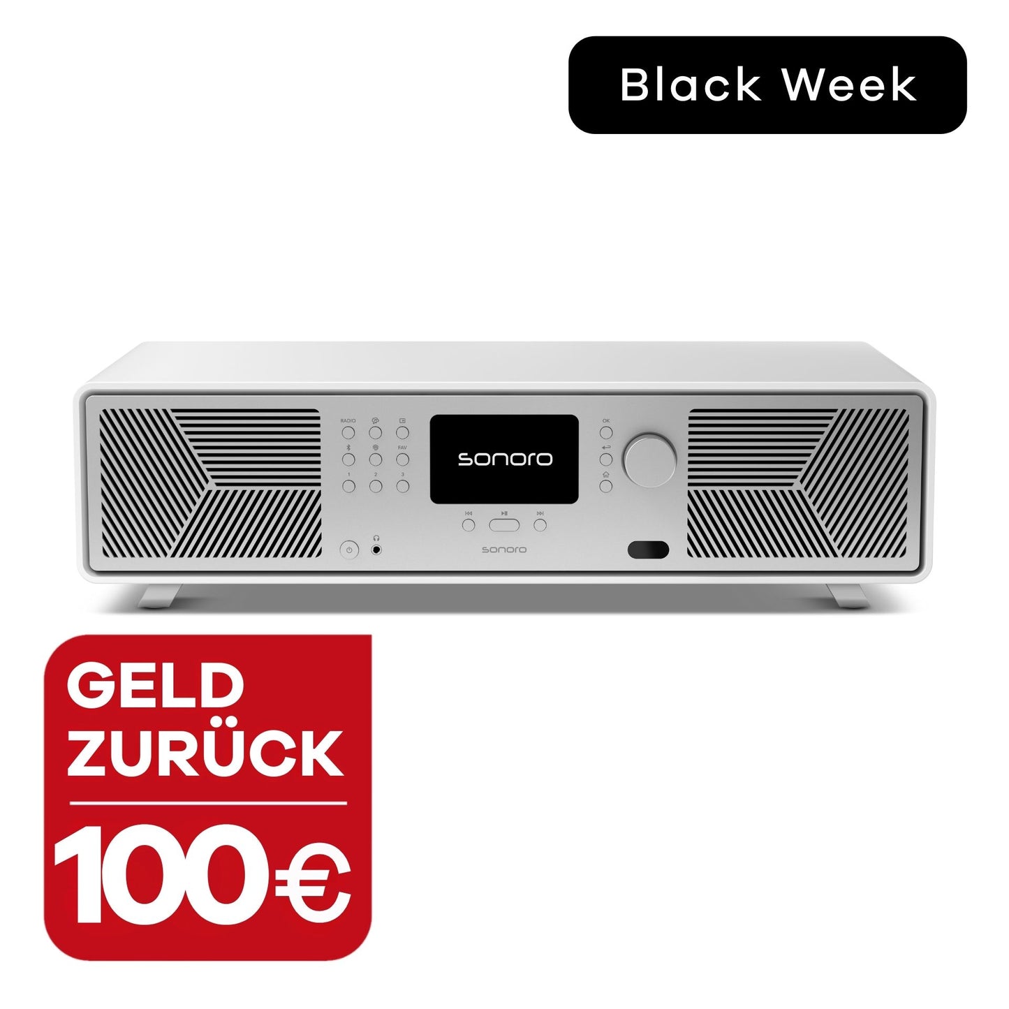 DAB+ Radio sonoro AVATON in Weiß-Silber mit 100 Euro Geld zurück