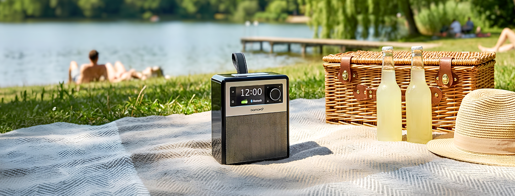 sonoro Easy auf Picknickdecke am See