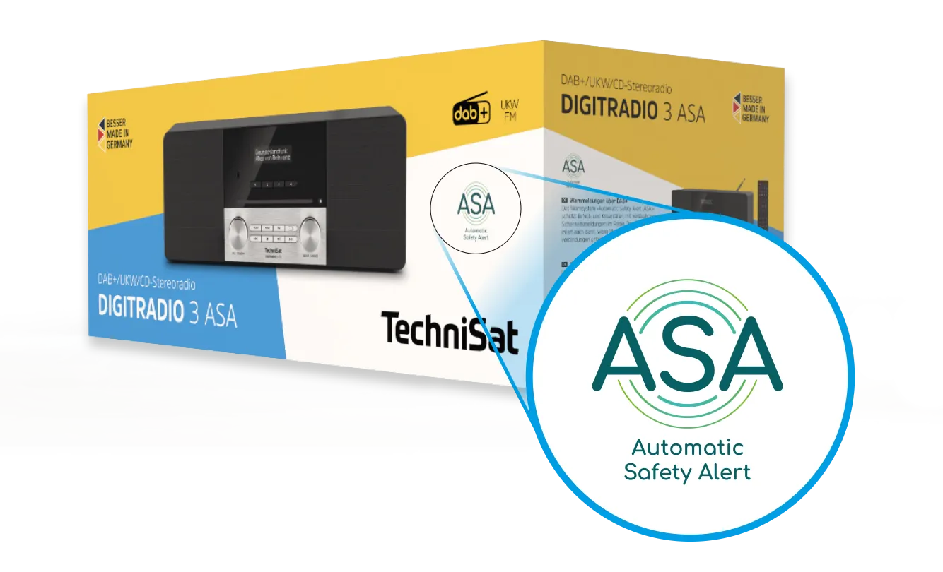 TechniSat Verpackung vom DigitRadio 2 ASA mit dem ASA Logo