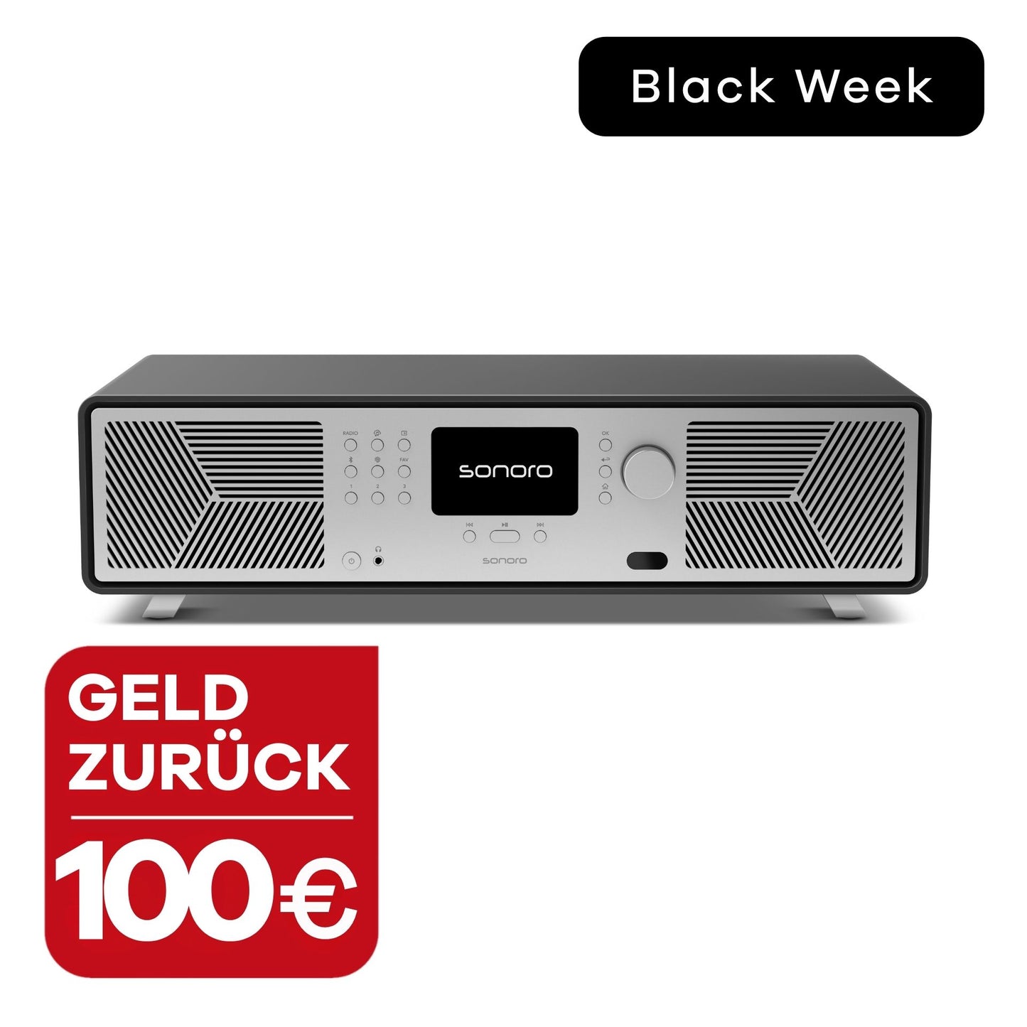 DAB+ Radio sonoro AVATON in Schwarz mit 100 Euro Geld zurück