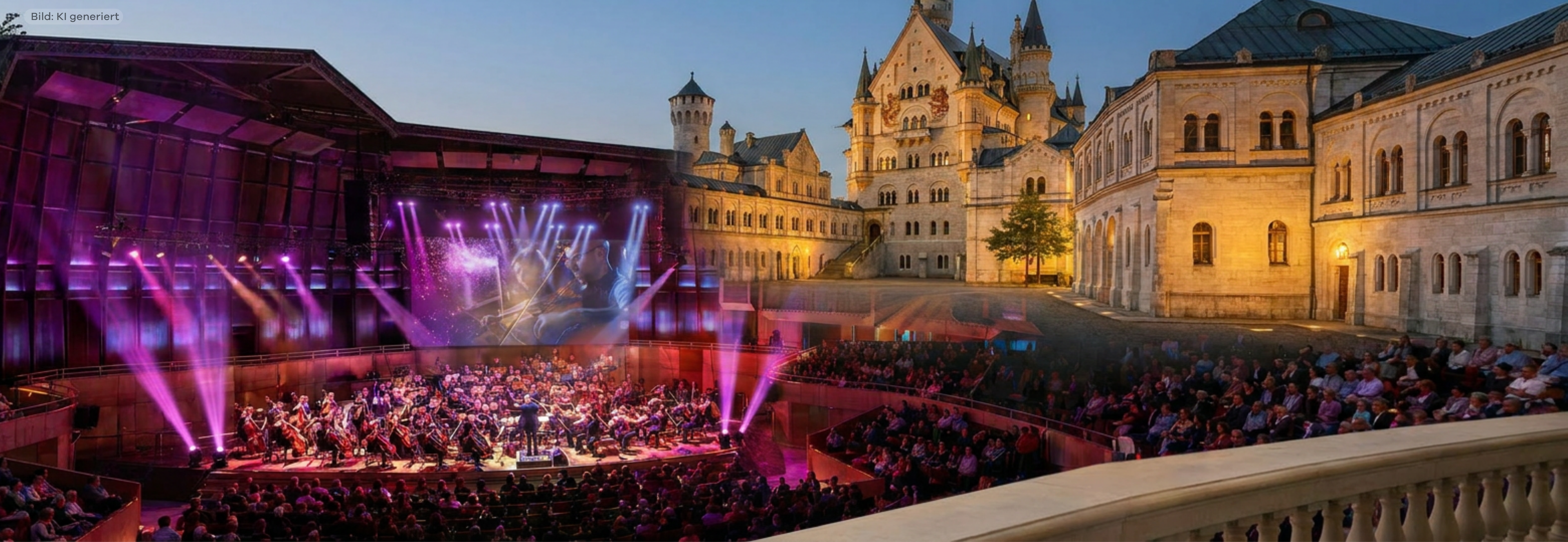 Live in Concert neben Schloss am Abend