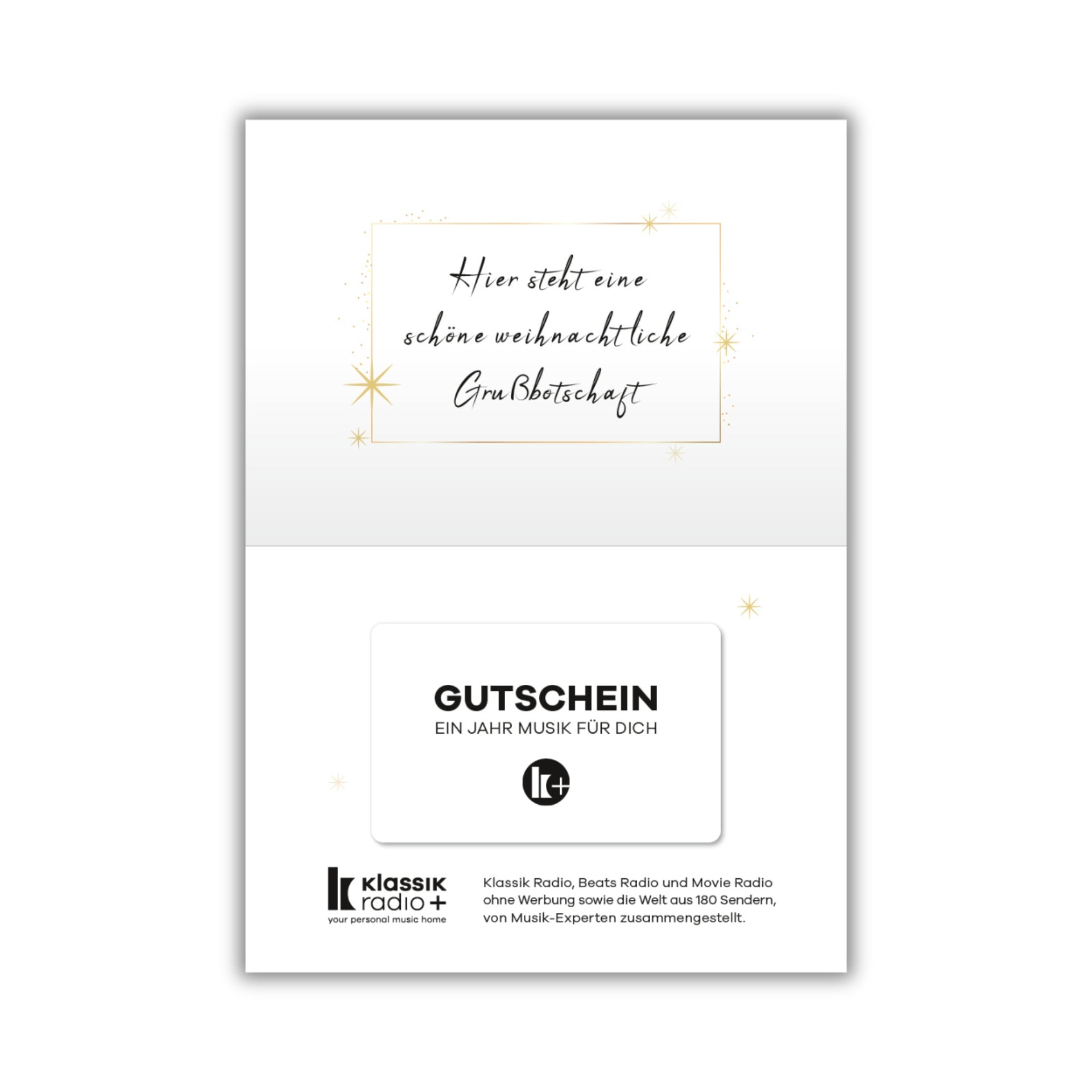 Klassik Radio Plus Weihnachtskarte mit Gutschein, Innenteil