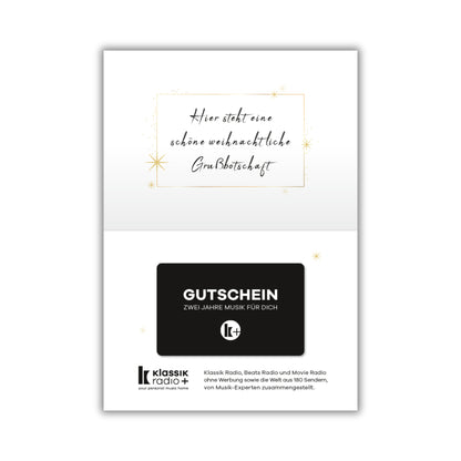 Klassik Radio Plus Weihnachtskarte mit Gutschein, Innenteil
