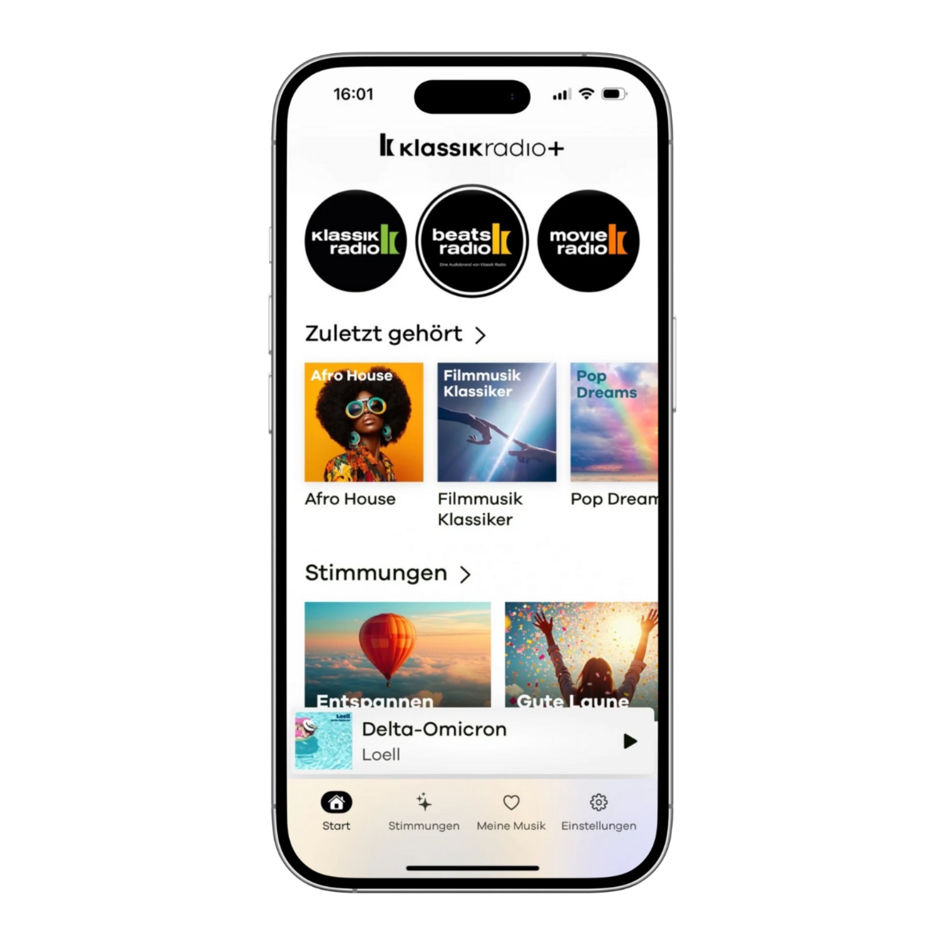 Klassik Radio Plus-App auf dem Handy