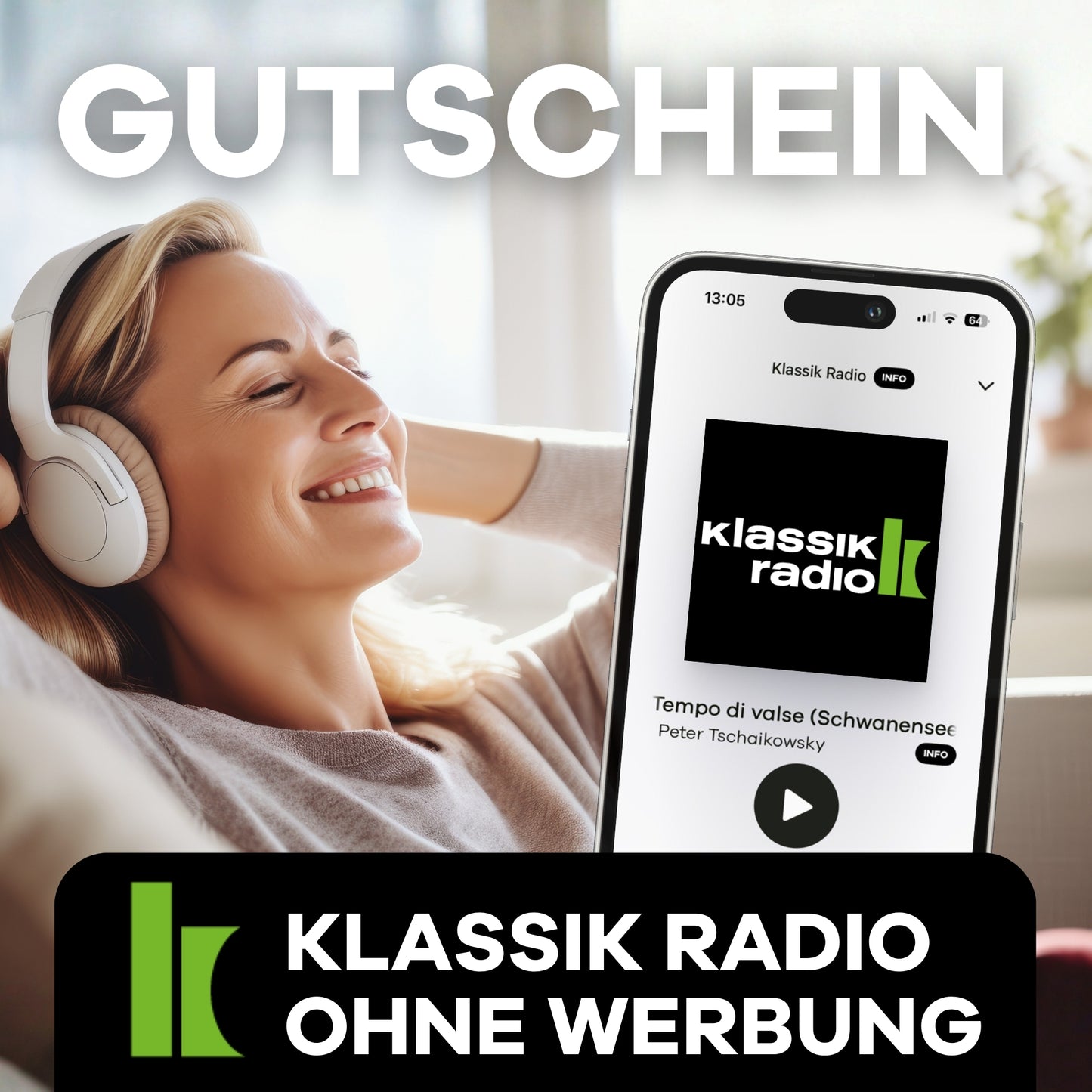 Klassik Radio ohne Werbung - Gutschein für 12 Monate