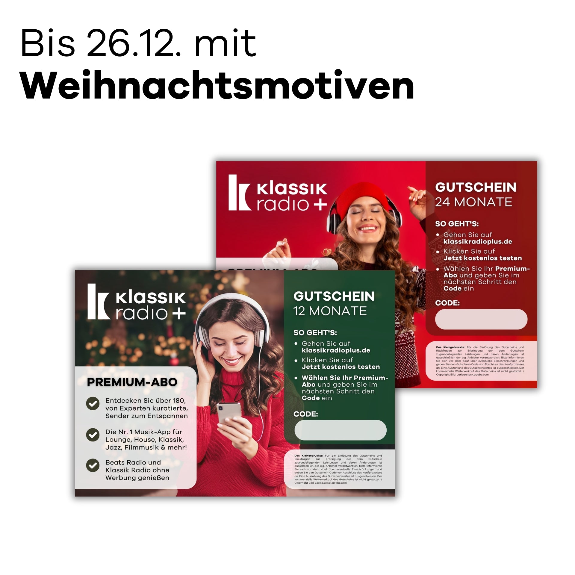Bis 26.12. Gutscheine mit Weihnachtsmotiv