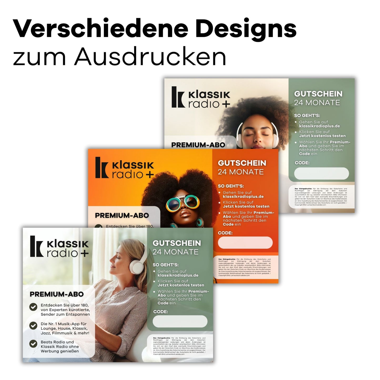 Verschiedene Designs zum Ausdrucken von Premium-Gutscheinen 