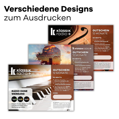 Klassik Radio ohne Werbung - Gutschein für 12 Monate