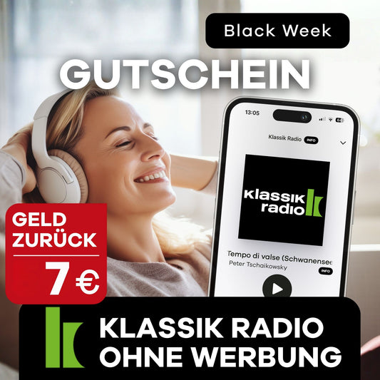 Gutschein für Klassik Radio ohne Werbung mit 7 Euro Geld Zurück