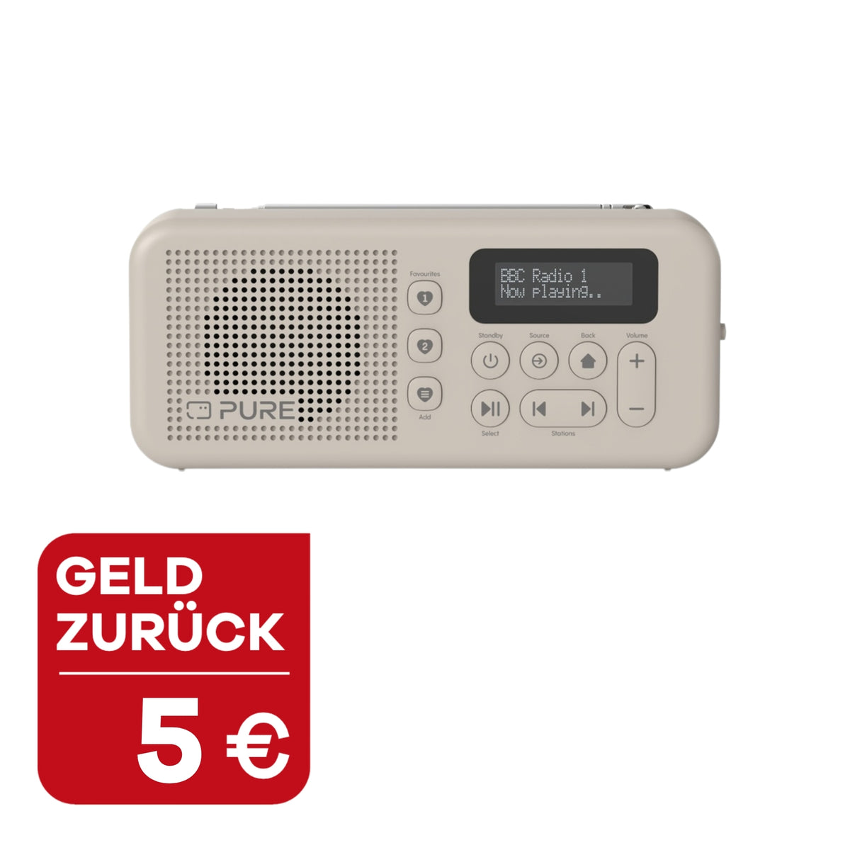 Pure Elan Move, sand, Vorderseite, Störer:  5€ Geld zurück