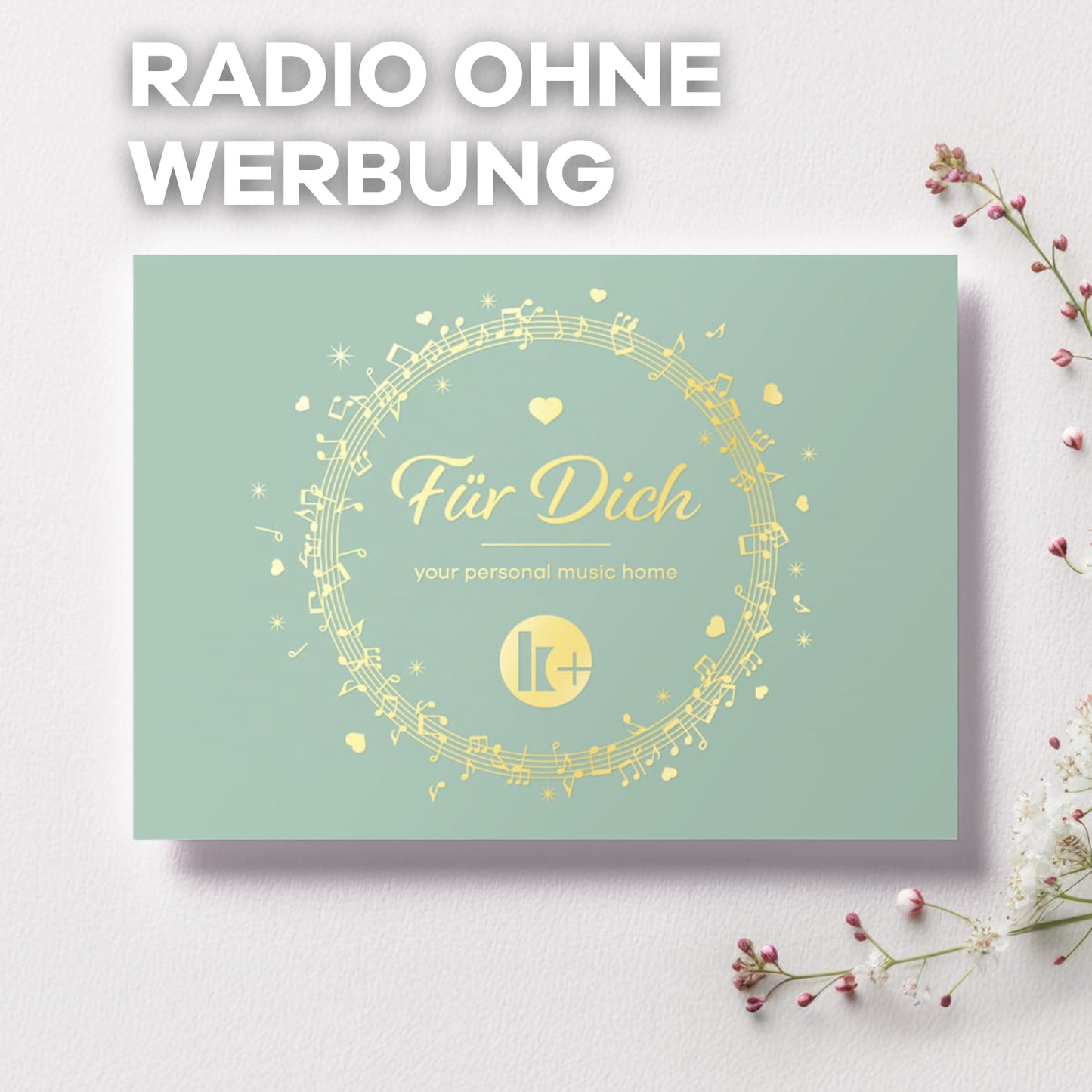 Radio ohne Werbung Geschenkkarte, "Für Dich" in hellgrün