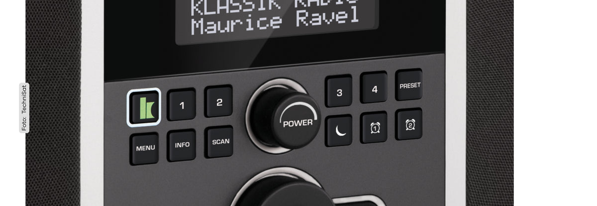 Zoom auf Display von TechniSat 305 Klassik Edition mit der Klassik Radio Direktwahltaste