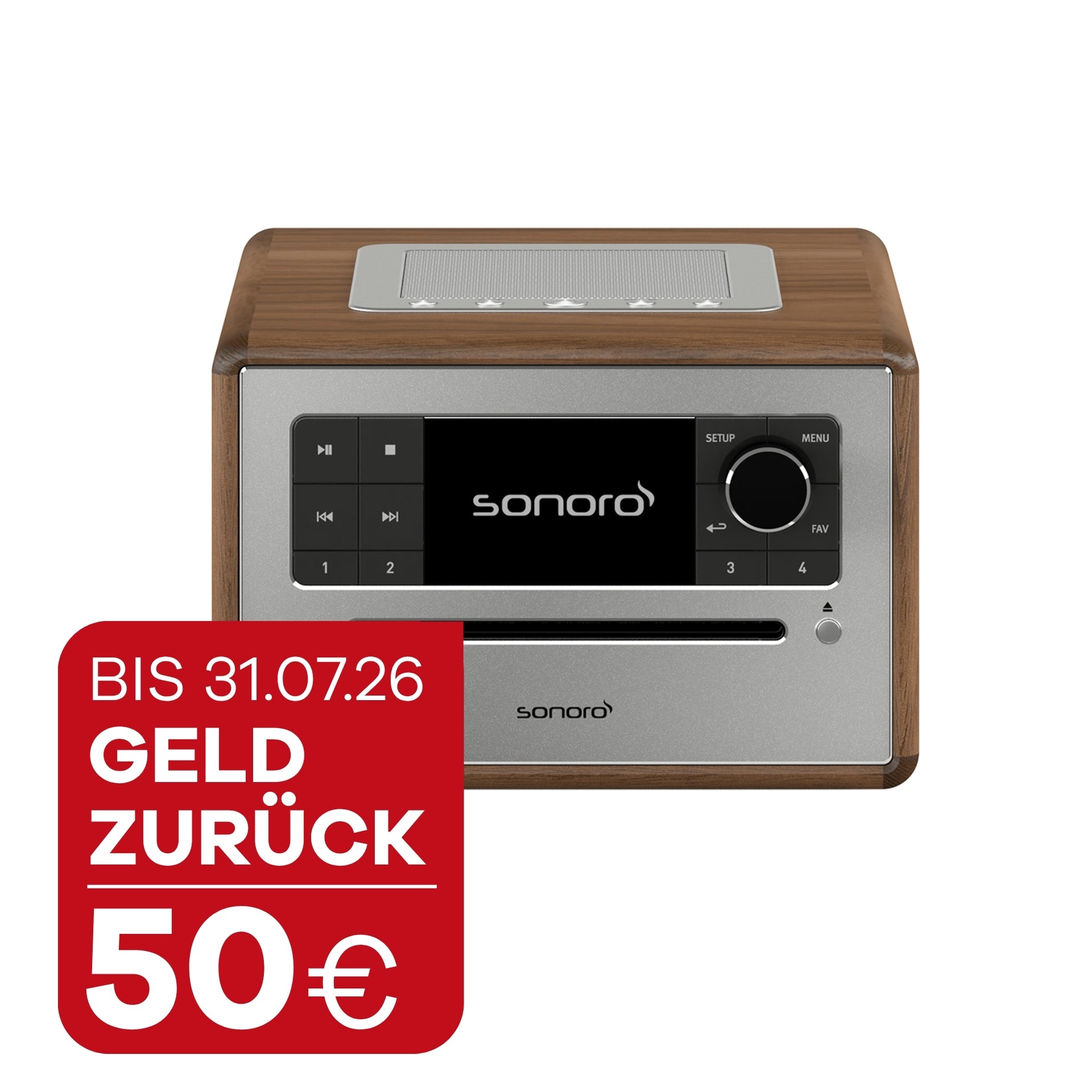 sonoro ELITE walnuss-silber mit 50 Euro Geld zurück, bis 31.07.2026